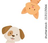 Happy cat and dog with space for your text on white background