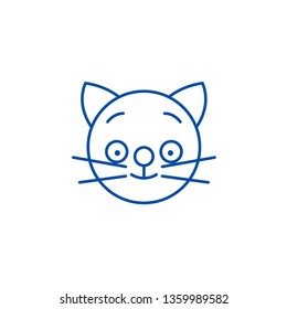 Happy cat emoji line icon concept. Happy cat emoji flat  vector symbol, sign, outline illustration.