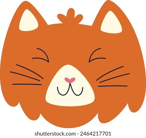 Ilustración vectorial facial de gato feliz