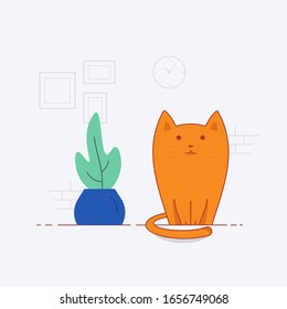 Happy Cat Flat Vector Illustration Design