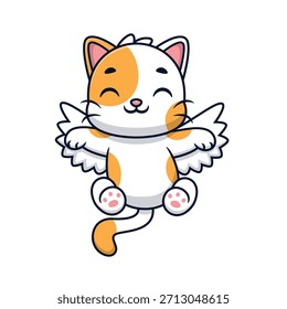 Ilustración del icono del Vector de dibujos animados del gato feliz. Icono de Naturaleza Animal Concepto Aislado Premium Vector. Estilo plano de la historieta