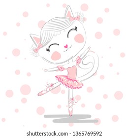 Happy cat girl in ballet costume dance