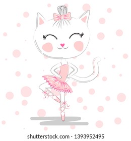 Happy cat girl in ballet costume dance