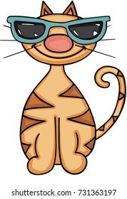 Happy cat with glasses of sun