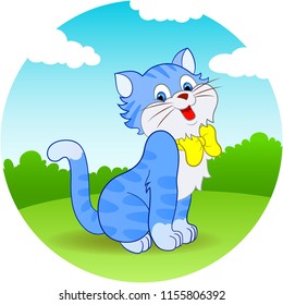 happy cat in grassland