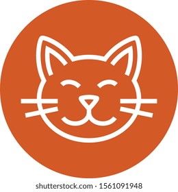 Happy Cat Head Outline Icon