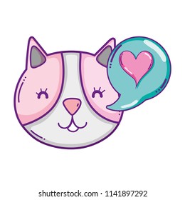 happy cat with heart inside chat bubble