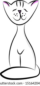 Happy cat, illustration, vector on white background.