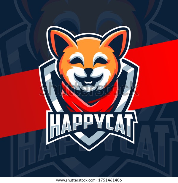 Happy Cat Mascot Logo Design Character Stock Vector (Royalty Free
