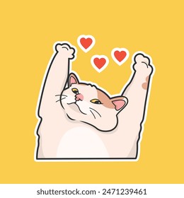 Happy Cat Meme Sticker Vector Cute Illustration