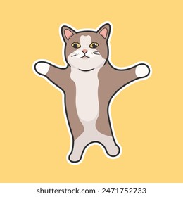 Happy Happy Happy Cat Meme Sticker Vector Cute Illustration