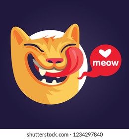 Happy cat muzzle with tongue