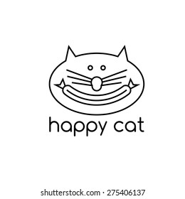 happy cat with sausage vector design template 