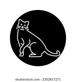 Happy cat sitting color line icon. Pictogram for web page, mobile app, promo.