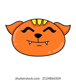 happy cat smiling expression, vector illustration carton emoticon. doodle icon drawing