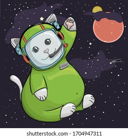 
A happy cat in space for children