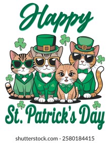 Happy Cat St Patrick's Day T-shirt Design