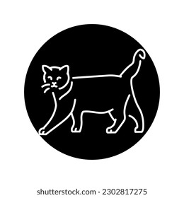 Happy cat standing color line icon. Pictogram for web page, mobile app, promo.