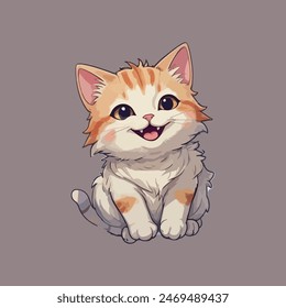 The Happy Cat Sticker Cartoon 
sitting Ground 
  