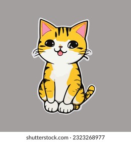 Una pegatina de gato feliz para imprimir