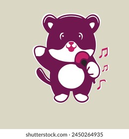 happy cat sticker vector art