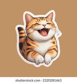 Happy Cat Sticker Vector Design