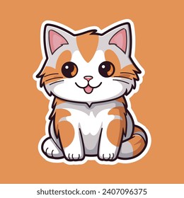 A happy cat sticker vector design