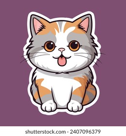 A happy cat sticker vector design