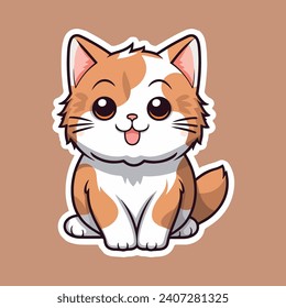 A happy cat sticker vector design