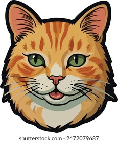 Happy Cat Sticker Vector Design