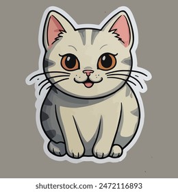 Happy Cat Sticker Vector Design