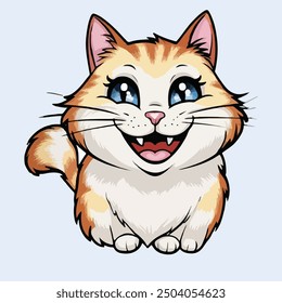 Happy cat sticker vector design.