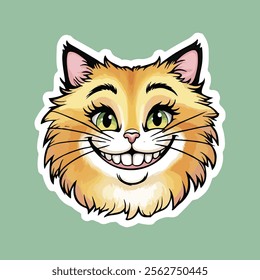 Happy cat sticker vector design