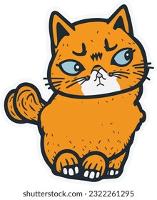 happy cat sticker vector on white background