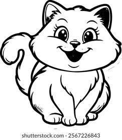 Happy Cat Stickers Vactor Concept with Black and White