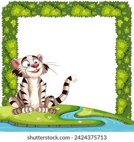 Happy cat surrounded by a lush clover border