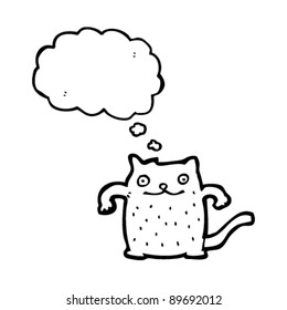 glückliche Katze mit Gedankenblase-Cartoon
