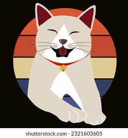 happy cat vintage black background
