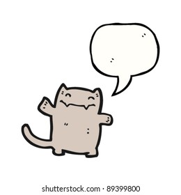 gato feliz ondeando con una caricatura de burbuja de habla