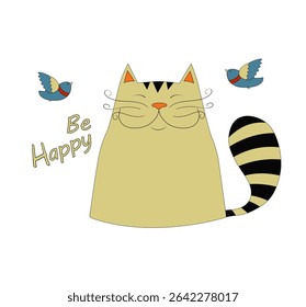happy cat whith closed eyes are smiling