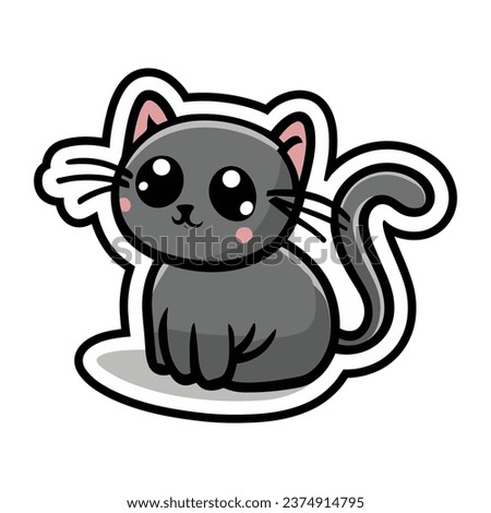 Happy cate smiling sticker vector illustration.