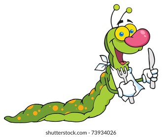 Happy Caterpillar Mascot Cartoon Character