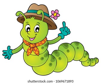 Happy caterpillar theme image 1 - eps10 vector illustration.