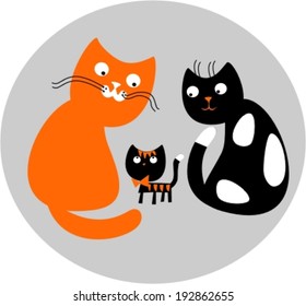 Happy cat's family