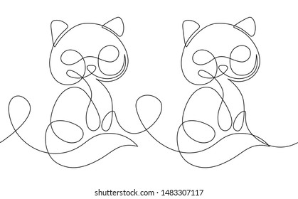 Happy cats seamless one line continuous drawing for sewing, stitching, quilting. Cute textile craft pattern. svg