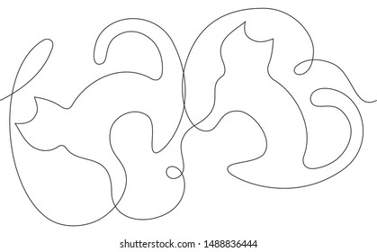 Happy cats seamless one line continuous drawing for sewing, stitching, quilting. Cute textile craft pattern. svg