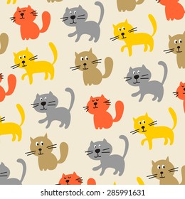 happy cats vector pattern design