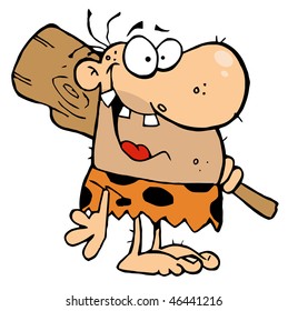 Happy Caveman with Club