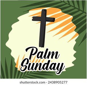 happy celebrate palm sunday with palm leaf