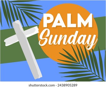 happy celebrate palm sunday with palm leaf